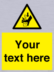 Custom warning hand crushing between press brake tool